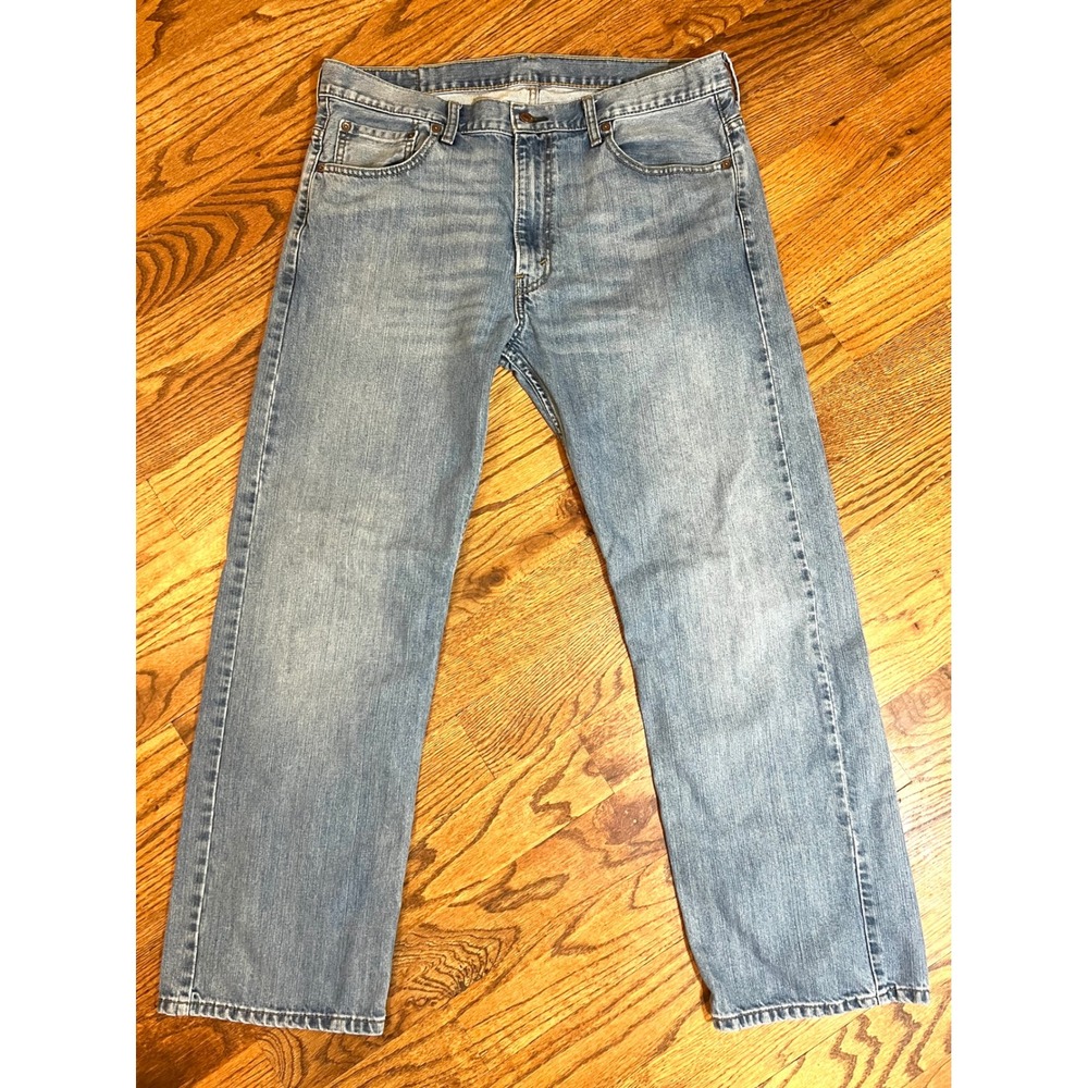 Levis Mens Straight Leg Denim Jeans Light Wash Blue Five Pocket Classic 36 x32